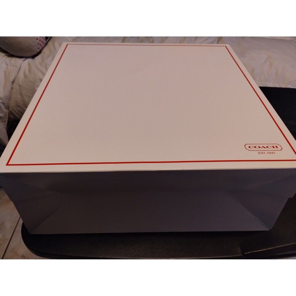 Coach New Authentic White & Red Gift Box 14" x 14" x 5.5" Empty
